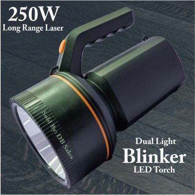 TRX 3 km long range laser 250w brightest 4 mode jumbo blinker led kisan torch light Torch(Multicolor, 25 cm, Rechargeable)