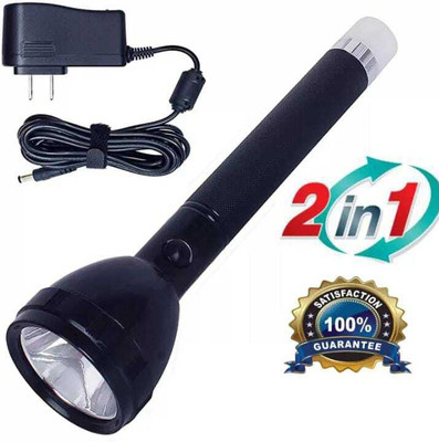 Zeno volt 2 IN 1 Rechargeable Waterproof Dual Mode Long Range to 1 KM Flashlight 4500mAh 8 hrs Torch Emergency Light(Black)
