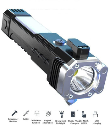 RECTITUDE Multifunctional LED Flashlight Illuminate your Adventures Multi-Purpose Hummer Torch(Black, 10 cm, Rechargeable)