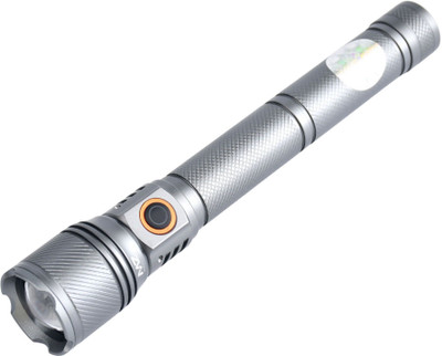 MZ M295 (ZOOMABLE LED FLASHLIGHT) 8000 mAh Battery, Super Bright 150W Torch(Silver, 21 cm, Rechargeable)