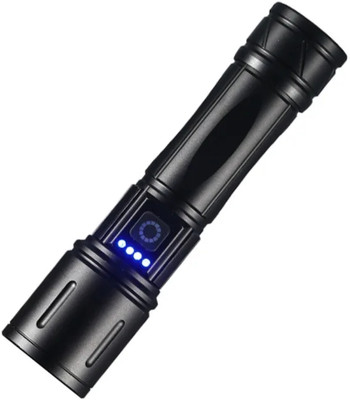 GLOWISH RECHARGEABLE 9600 MAH POWERFULL BATTERY LONG RANGE BRIGHT LED FLASLIGHT Torch(Black, 14 cm, Rechargeable)