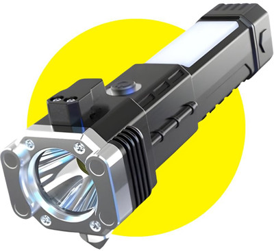 Luxurium decor Rechargeable Torch Flashlight LED 3W Torch Light USB Charging Long Distance Torch(Black, 17 cm, Rechargeable)