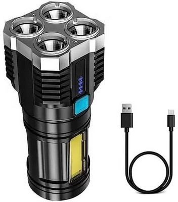 NKPR High quality Super Bright LED Flashlight 4 Lighting Torch High Lumens 132 12 hrs Torch Emergency Light(Black)