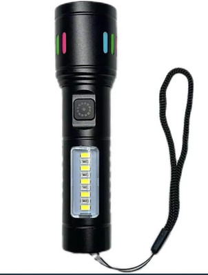 GLOWISH RECHARGEABLE LONG RANGE POWER LED FLASHLIGHT WITH SIDE SUPPORT COB Torch(Black, 5 cm, Rechargeable)