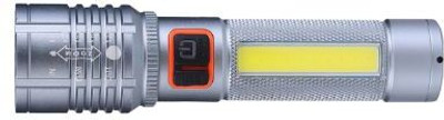 MZ 035C (LED ZOOMABLE METAL TORCH)5 Modes Flashlight, Super Bright Cree with COB Torch(Silver, 13.5 cm, Rechargeable)