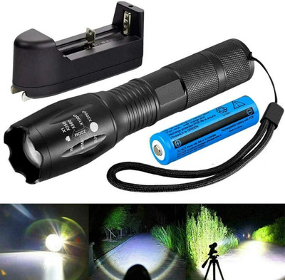 Small Sun 5 Mode LED with Super Quality Bright Technology,Military Quality LED Torch Torch(Black, 13.6 cm, Rechargeable)