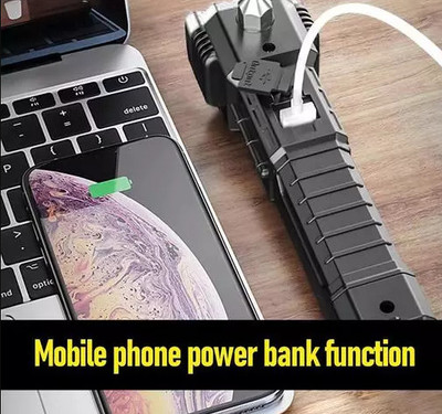 HumBiG ™3W Led Life-Saving Tool Torch Rechargeable LED Flashlight Long Beam Range Torch(Black, 15 cm, Rechargeable)