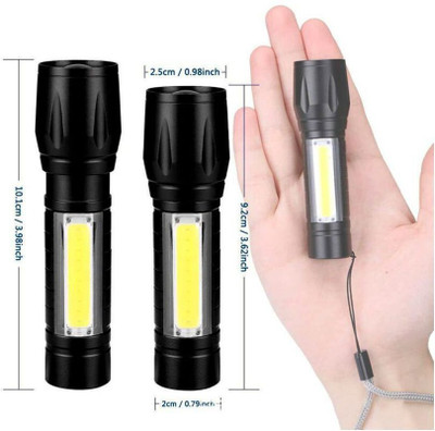 PARTHISHY TRADERS Zoomable Waterproof Torchlight LED 2in1 3 Mode Waterproof Rechargeable LED Zoomable Metal 7w Torch (Black : Rechargeable) Torch(Black, 9 cm, Rechargeable)