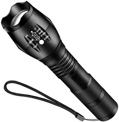 QDF Rechargeable high power ultra bright 12W 700meter range LED metal body torch Torch(Black, 13 cm, Rechargeable)