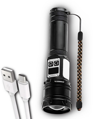 ApexBeam Waterproof Torch for Outdoor Exploration Torch(Black, 17.5 cm, Rechargeable)