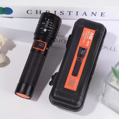 ShopGlobal Metal Body Light Long Range 2 in 1 Long Distance Up to 0.4 Km high power Torch(Black, 15 cm, Rechargeable)