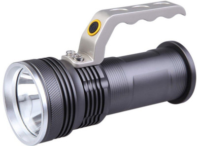 Breewell 3Mode Long Beam Cree Rechargeable LED Waterproof Flashlight Torch (3 Mode - High, Low, Blinking) Torch(Grey, 8 cm)
