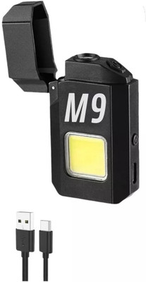 RHONNIUM Outdoor Double Arc Lighter Flashlight M9-09 Cigarette Lighter, Led Light(Black)