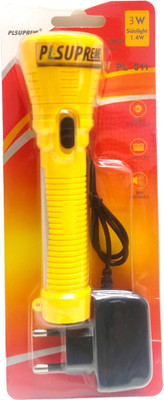 PLSUPREME ®Premium Quality PL-011 3W LED Mini Torch Light|Rechargeable Torch Light Torch(Yellow, 15 cm, Rechargeable)