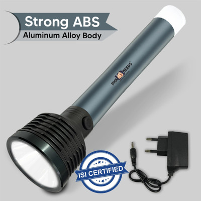 Pick Ur Needs Long Range Torch Rechargeable Search Light LED Flashlight Aluminium Body Torch(Black, 5.5 cm, Rechargeable)