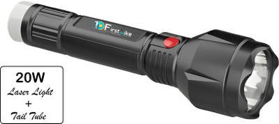FIRSTLIKE 2 in 1 Long Distance Search Light | 2 Mode Flashlight Torch(Black, 18 cm, Rechargeable)