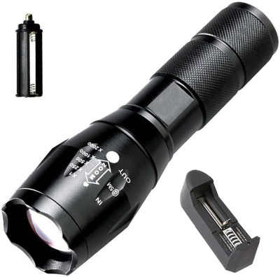 LED FLASHLIGHT LED Torch Light Rechargeable Emargency Light Torch(Black, 16 cm, Rechargeable)