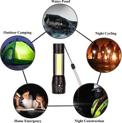KMT LED Flashlight with Mini Waterproof Portable LED Flashlight USB Rechargeable Table Lamp