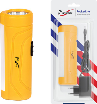 24 ENERGY Recgargeable Torch Light Torch(Yellow, 8 cm, Rechargeable)