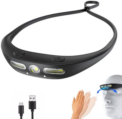 Care 4 USB Rechargeable Headlamp Torch Light For emergency Torch(Black, 10 cm, Rechargeable)