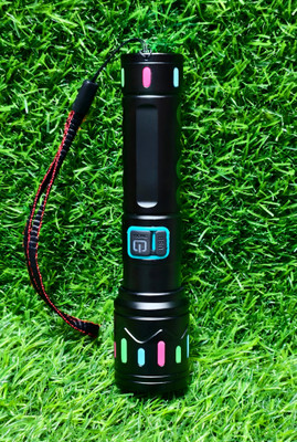 JGG Jain Gift Gallery JGG-036B Long Range Metal Torch, Unbrakable Fast Rechargeable and Zoomable Torch Torch(Black, 15 cm, Rechargeable)