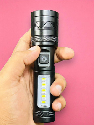 Nilesawar X486 (ZOOMABLE METAL LED TORCH) 3 Modes Flashlight, Super Bright Torch(Black, 4 cm, Rechargeable)