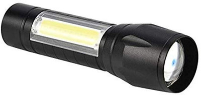 RECTITUDE Mini USB Flashlight LED COB Torch Lamp Built in Battery for Camping Hiking Torch(Black, 9 cm, Rechargeable)