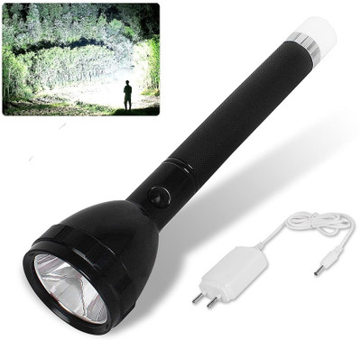 CRENTILA 1 Km Lithium Battery Long Range Led torch Light Rechargeable & Dual Battery Best Torch(Black, 25 cm, Rechargeable)