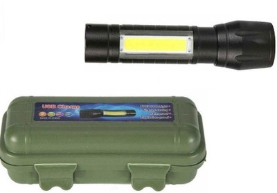 RECTITUDE Best Quality Portable LED Flashlight with USB Rechargeable Torch(Black, 10 cm, Rechargeable)