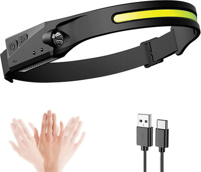 KD SAPRA Rechargeable LED Motion Sensor Headlamp Weatherproof for,Camping,Hiking,Fishing Torch(Black, 12 cm, Rechargeable)
