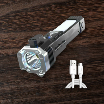 MOMENTIME 11W LED Torch Flashlight-50 Torch(Black, 15 cm, Rechargeable)