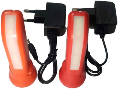 pampa 2 Pieces PE-07 3 Watt Rechargeable Mini Torch Search Light With Side Flash Light Torch(Orange, Red, 10 cm, Rechargeable)