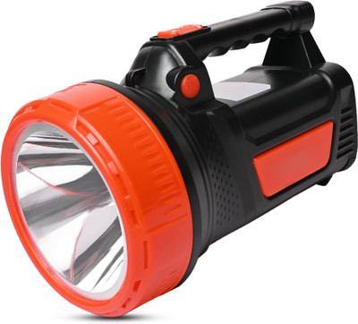 ECOSKY LED Flashlight Rechargeable Searchlight Long range with emergency Side light Torch(Orange, 20 cm, Rechargeable)