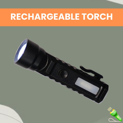 Clairbell USB Rechargeable Torch with Ultra-Bright LED Front and Side Angle COBB LightT129 Torch(Multicolor, 15 cm, Rechargeable)