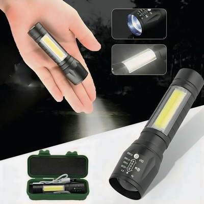JK Sales USB Rechargeable Waterproof Battery LED Torch MINI Portable Side Light Flash Light Zoomable Tactical LED Flashlight Torch Torch(Black, 9 cm, Rechargeable)