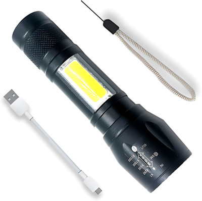 Regals Choice Portable USB Torch Light | Super Bright Mini Rechargeable Flashlight Torch(Black, 9 cm, Rechargeable)