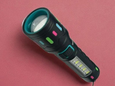 3BAAN A455 M036-C(ZOOMABLE METAL LED TORCH)5 Modes Flashlight, Super Bright 80W LED Torch(Multicolor, 11 cm, Rechargeable)