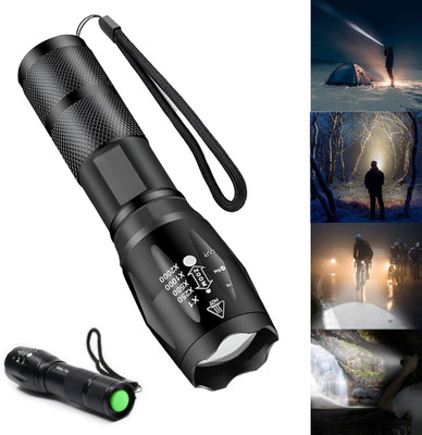 Regals Choice Zoomable Rechargeable Flashlight Tactical Torch for Night Adventure Torch(Black, 13 cm, Rechargeable)
