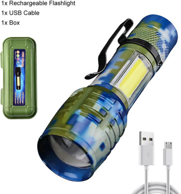 Care 4 USB rechargeable led pocket flashlight handy case color blue torch. Torch(Blue, Gold, 9 cm, Rechargeable)