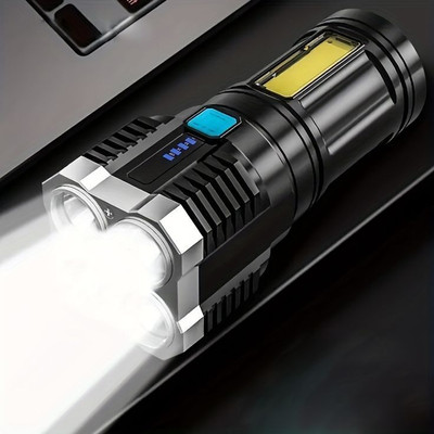 insignia decor 4 in 1 Torch with Battery Indicator rechargeable High Power Long battery LED_L5 Torch(Black, 15 cm, Rechargeable)