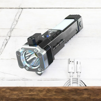 MOMENTIME 11W LED Torch Flashlight Long Beam Range with Power Bank Hammer Strong Magnets-1 Torch(Black, 15 cm, Rechargeable)