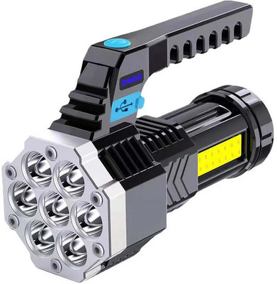 DeoDap Portable Camping Flashlight Usb Rechargeable 7 Led Torch Waterproof Design Torch(Black, 15 cm, Rechargeable)