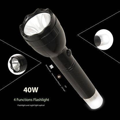 JK Sales 2in1 2 Mode Rechargeable Led Flashlight Torch 50W Emergency Torch(Black, 12 cm, Rechargeable)