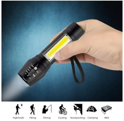 RECTITUDE Good Quality Portable LED Flashlight with USB Rechargeable Torch(Black, 10 cm, Rechargeable)