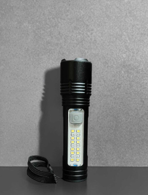 JGG Jain Gift Gallery JGG K-35 Long Range Metal Torch, Unbrakable Fast Rechargeable and Zoomable Torch Torch(Black, 15 cm, Rechargeable)
