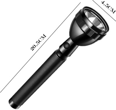 Crostal Full fiber body powerful led torch for home and outdoor work also Torch(Black, 20.5 cm, Rechargeable)