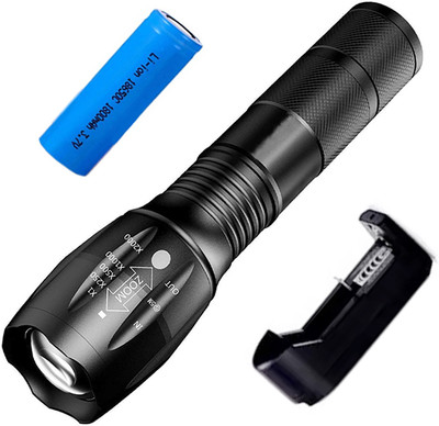 SmaaLL SUn Professional Rechargeable 5 Modes Torch Adjustable Focus Tactical LED Flashlight Torch(Black, 15 cm, Rechargeable)