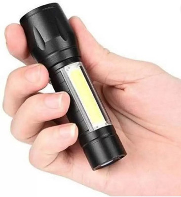 zm store Mini Rechargeable Pocket Torch Light Super Bright Zoom COB USB Charging Torch Led Flashlight Water Proof Torch(Black, 9.3 cm, Rechargeable)