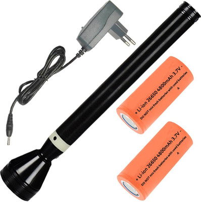 QTX 1200 Meter Long Beam 3 Mode 4800mAh Battery Waterproof LED Chargeable Outdoor Lamp Metal Body 18W Flashlight Torch Emergency Light Torch Invigilator Series Torchlight Torch(Black, 26.5 cm, Rechargeable)