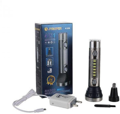 JY SUPER 2078 (4 IN 1 RECHARGEABLE LED TORCH) Torch(Black, 15 cm, Rechargeable)